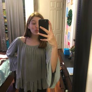 army green off the shoulder top